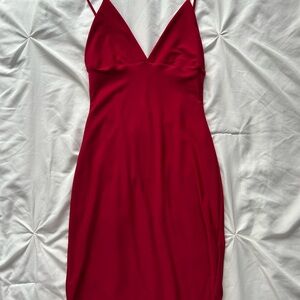 Red V-Neck Mini Dress 👠